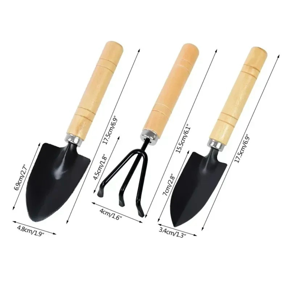 Gardening Tools Wooden - 3PCS Heavy Duty Carbon Steel Garden