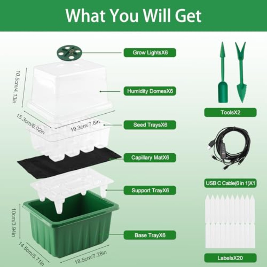 Seed Starter Tray with Light 6 - Greenhouse Mini Indoor recension och pris