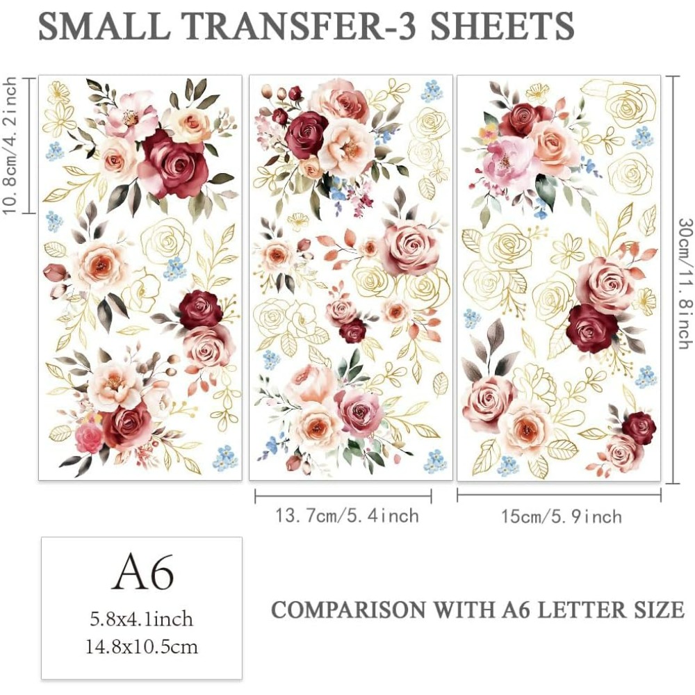 3pcs/Set Watercolor Roses Rub  - Gardening Tools Diy recension och pris