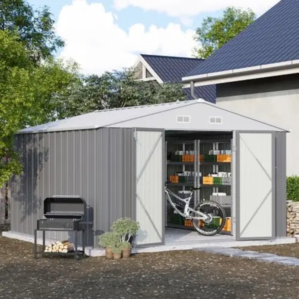 10x10 FT Metal Storage Shed, B - Gardening Tools Storage recension och pris
