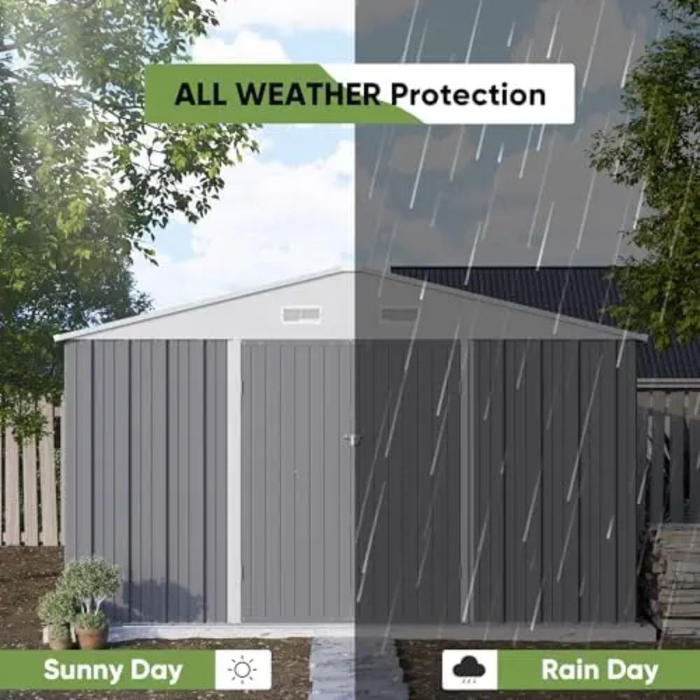 10x10 FT Metal Storage Shed, B - Gardening Tools Storage recension och pris
