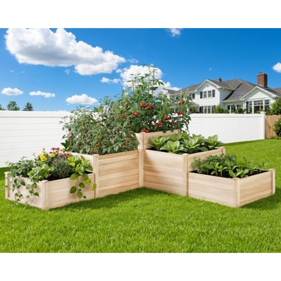 Raised Garden Bed 3-Tier Outdo - Gardening Tools Wooden recension och pris