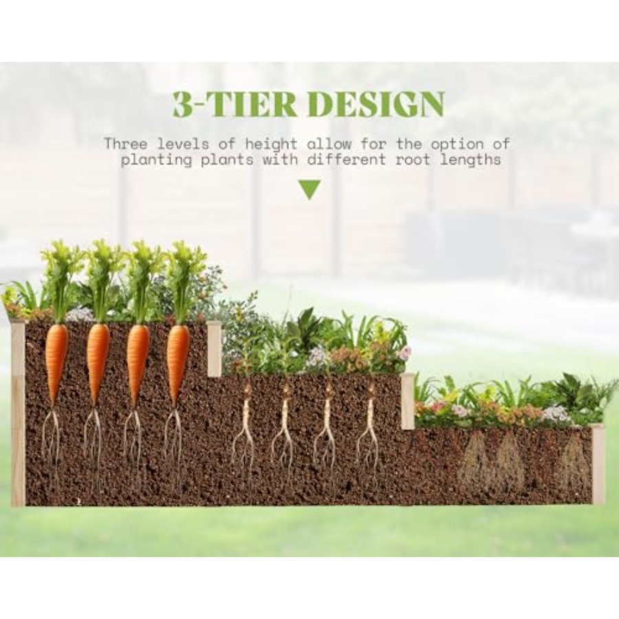 Raised Garden Bed 3-Tier Outdo - Gardening Tools Wooden recension och pris