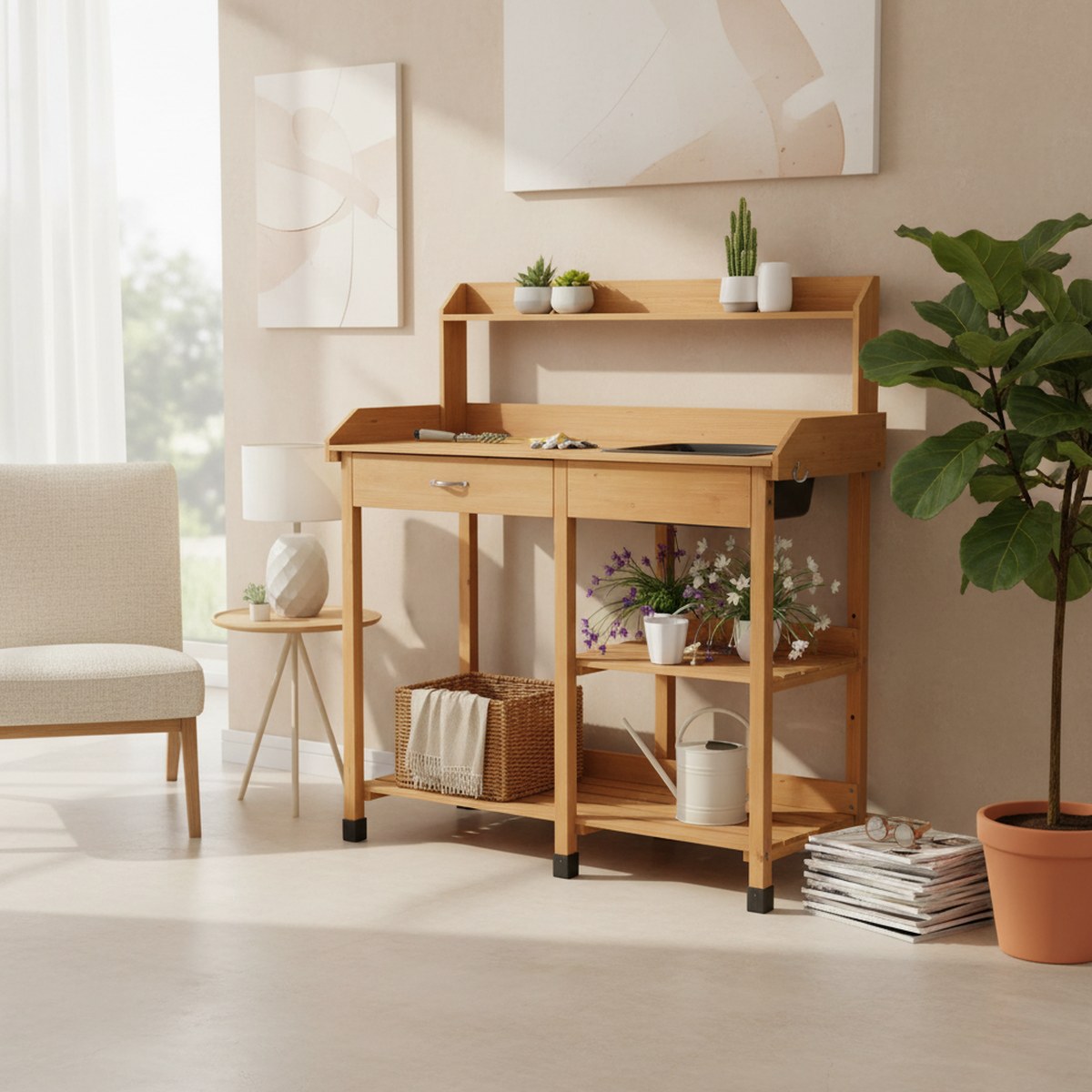 Wooden Potting Bench Garden Wo - Gardening Tools Wooden recension och pris
